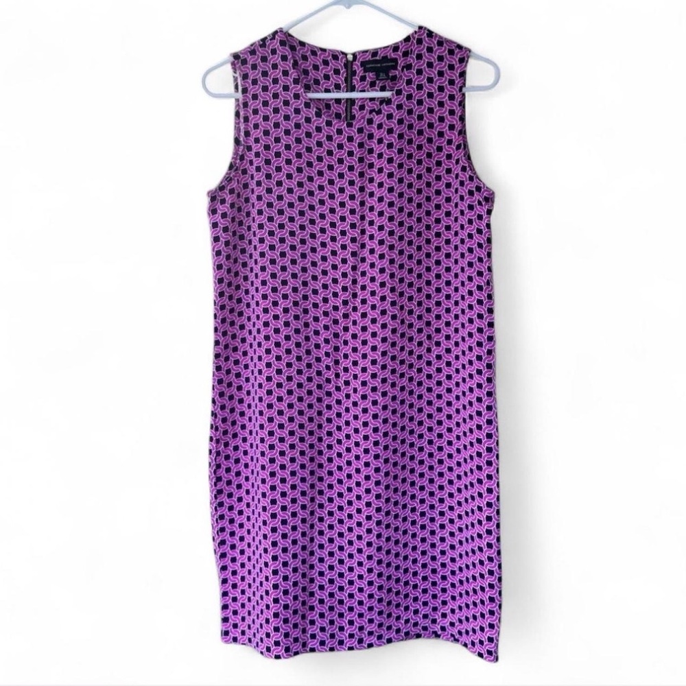 Adrienne Vittadini Geometric Chain Print Shift Dress – Size 12